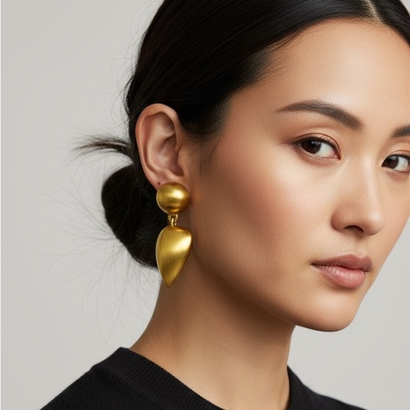 Vintage Givenchy Brushed Gold Earrings - Picture 7 of 11